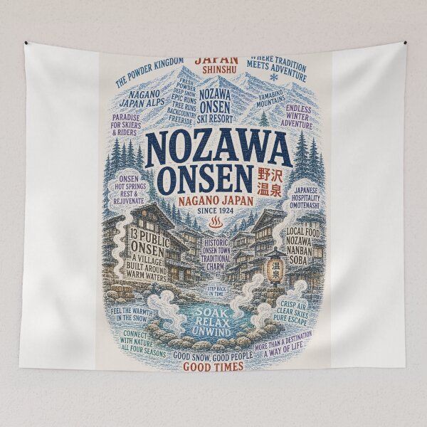 Item preview, Nozawa Onsen Nagano Japan Alps Ski Resort Hot Springs Village designed and sold by Places On Earth.