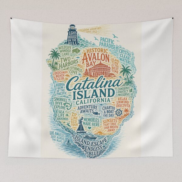 Item preview, Historic Catalina Island Avalon Bay California Coastal Escape designed and sold by Places On Earth.