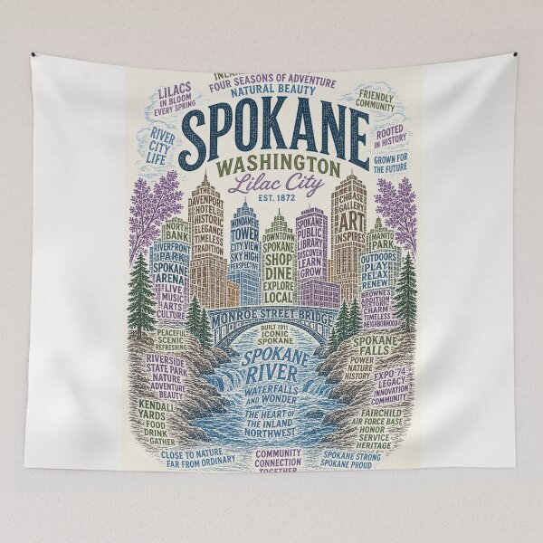 Item preview, Spokane Washington Lilac City Spokane River Monroe Street Bridge designed and sold by Places On Earth.