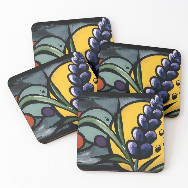 Item preview, Lavender in Electric Bloom- Bold Floral Expression in Geometric Color and Dark Line Contrast designed and sold by OlfactoART Studio.