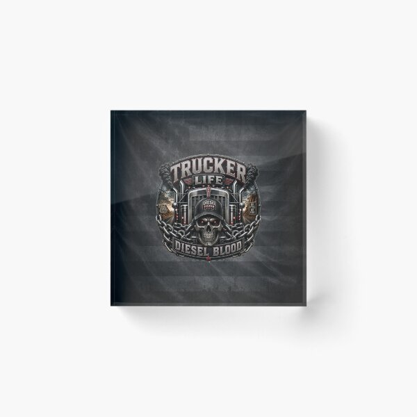 Item preview, Trucker Life Diesel Blood Skull Semi Truck Driver Badge Design designed and sold by artistwill.