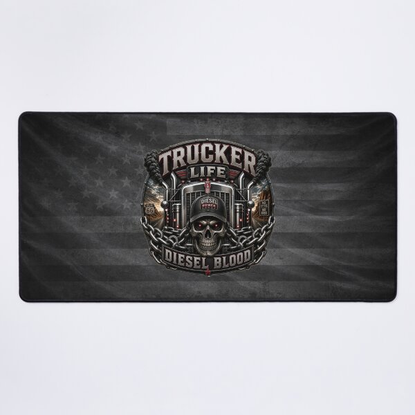 Item preview, Trucker Life Diesel Blood Skull Semi Truck Driver Badge Design designed and sold by artistwill.