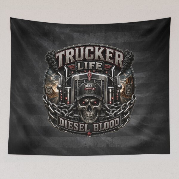 Item preview, Trucker Life Diesel Blood Skull Semi Truck Driver Badge Design designed and sold by artistwill.