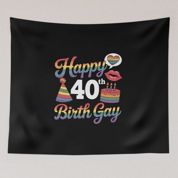 Item preview, Happy 40th Birth Gay Birthday Rainbow Pride Celebration LGBT designed and sold by BlassmausArt.