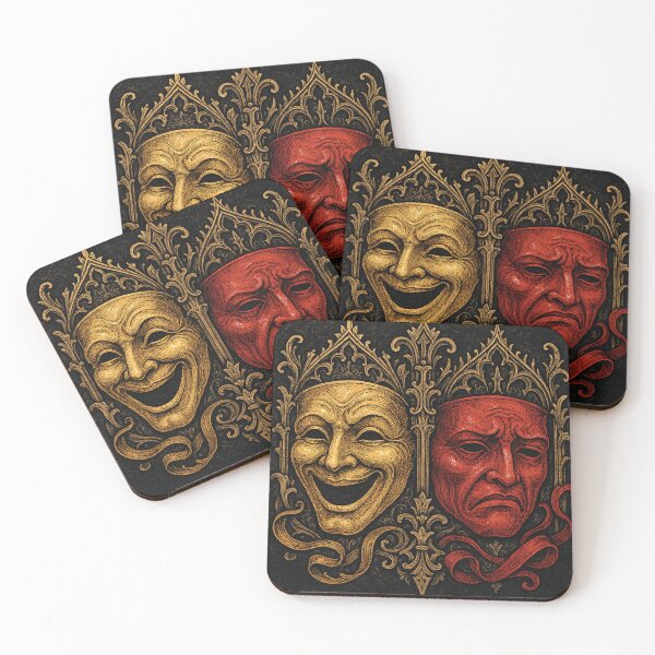 Item preview, Red Masks of Theater designed and sold by Foxlindesigns.