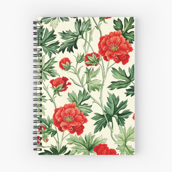 Item preview, Red Geranium Poppy Flowers : Vintage Style Floral Botanical designed and sold by TheBohemianLark.