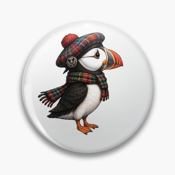 Item preview, Cute Scotland Puffin in Tartan Hat designed and sold by Myra365Art.