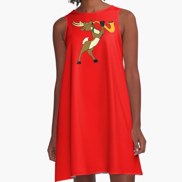 Reindeer And Saxophone A-Line Dress