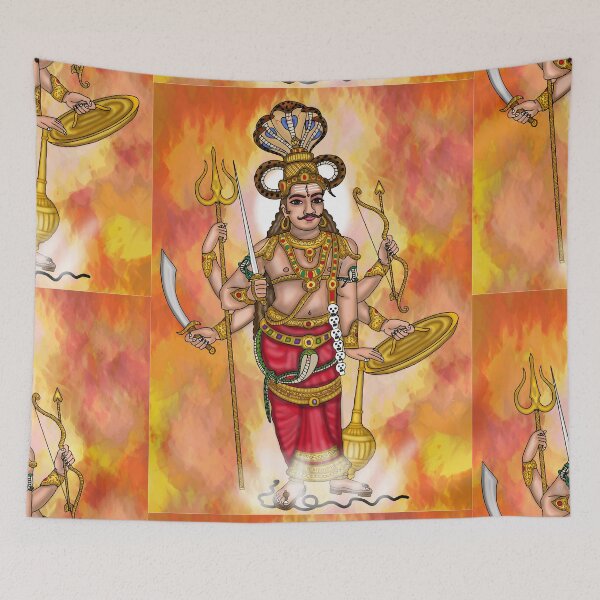 Item preview, Divine Wrath: Premium Lord Veerabhadra Fierce Avatar Wall Art Print designed and sold by Harshit_Digital_Arts.