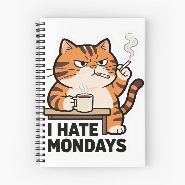 Item preview, I Hate Mondays - Grumpy Coffee Cat designed and sold by PixelPulseAT.