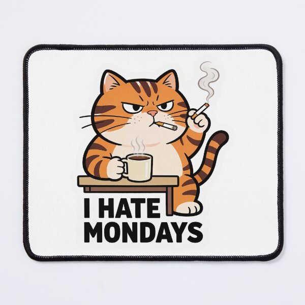 Item preview, I Hate Mondays - Grumpy Coffee Cat designed and sold by PixelPulseAT.