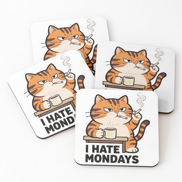 Item preview, I Hate Mondays - Grumpy Coffee Cat designed and sold by PixelPulseAT.