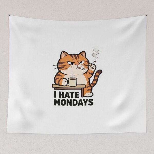 Item preview, I Hate Mondays - Grumpy Coffee Cat designed and sold by PixelPulseAT.