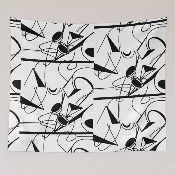 Item preview, Chaotic Orbit – Minimal Black and White Abstract Line Art designed and sold by Moon-Petal.