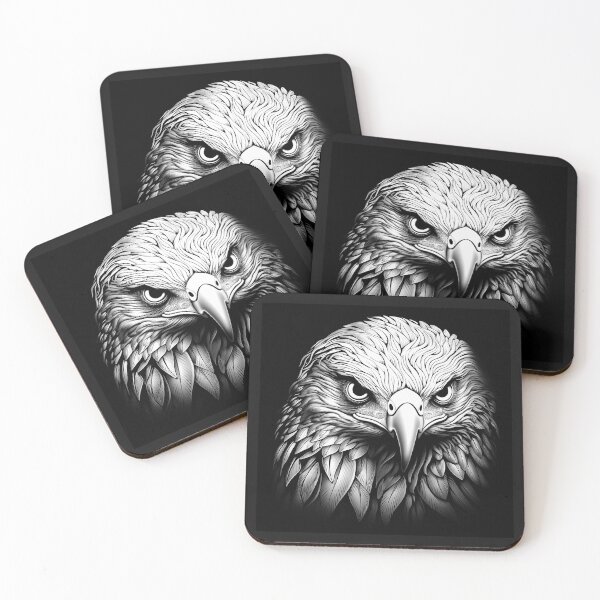 Item preview, Intense Bald Eagle Portrait in Black and White designed and sold by inkoutninja.