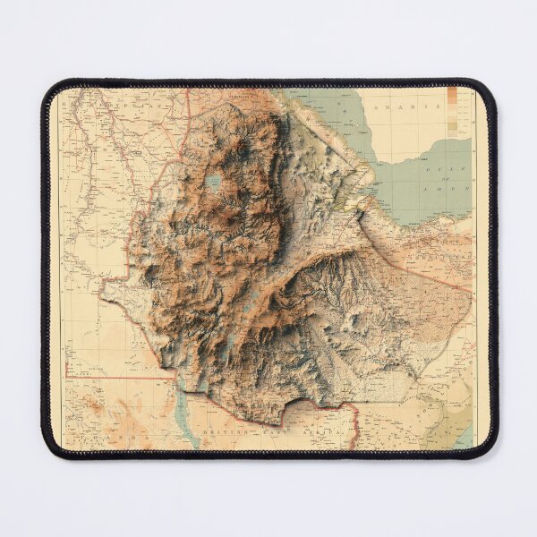 Item preview, 1908 Ethiopia Shaded Relief Map 3D digitally rendered designed and sold by ThinkAboutMaps.