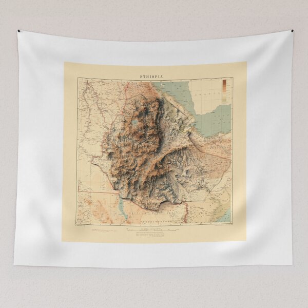 Item preview, 1908 Ethiopia Shaded Relief Map 3D digitally rendered designed and sold by ThinkAboutMaps.