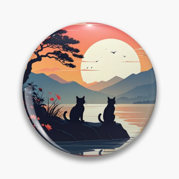 Item preview, Japanese Landscape Be Here Meow Cat Lovers Esoteric Design designed and sold by thelivingrp.