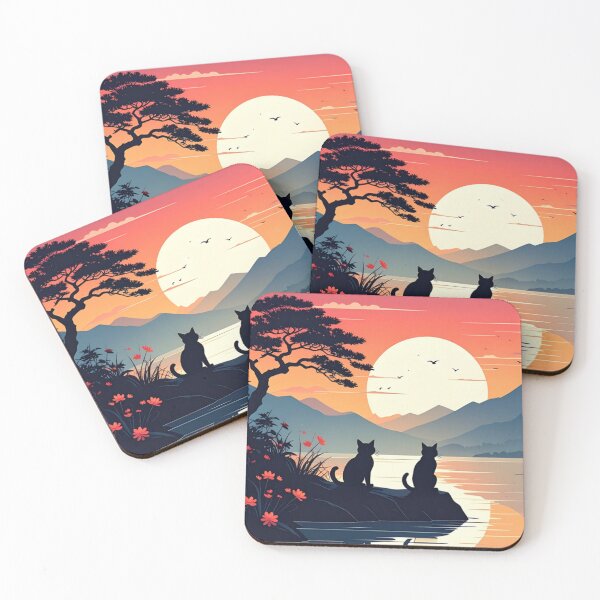 Item preview, Japanese Landscape Be Here Meow Cat Lovers Esoteric Design designed and sold by thelivingrp.