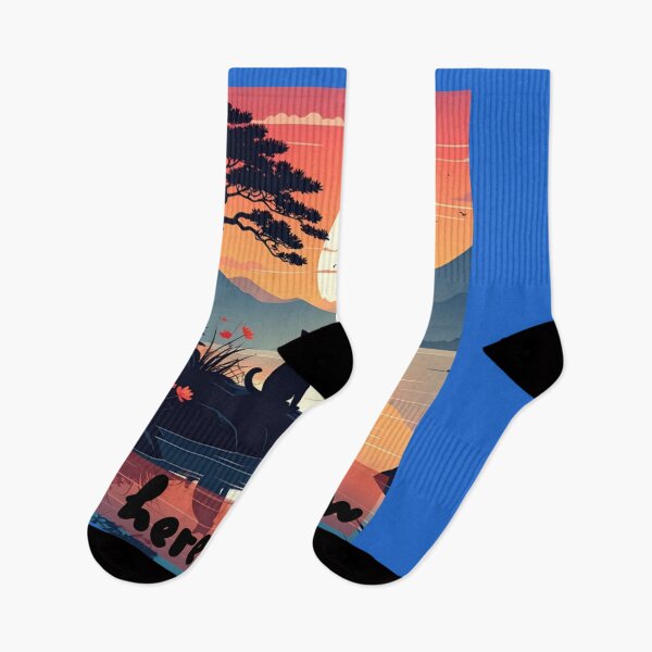 Item preview, Japanese Landscape Be Here Meow Cat Lovers Esoteric Design designed and sold by thelivingrp.
