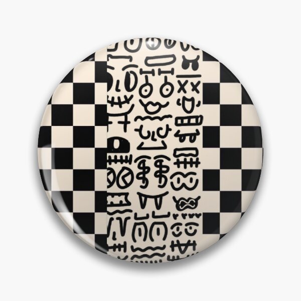 Item preview, Checkerboard Doodle Art – Abstract Faces & Retro Graphic Pattern designed and sold by felipemaldonadoart.