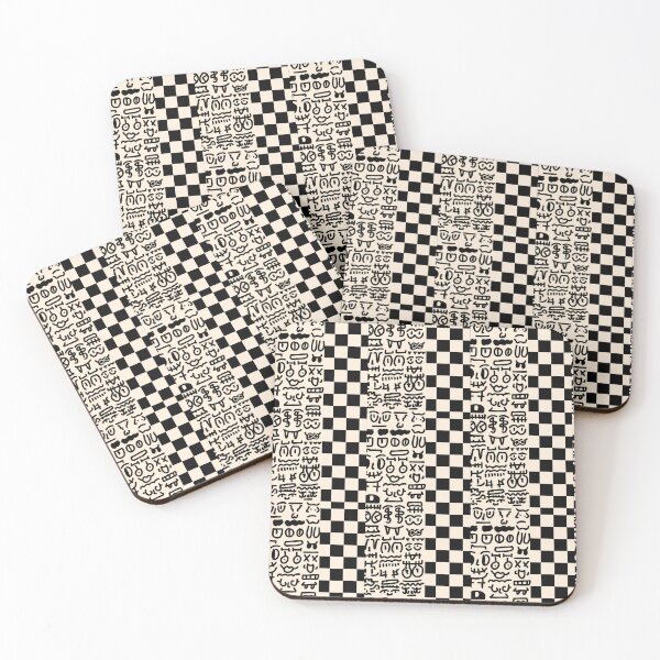 Item preview, Checkerboard Doodle Art – Abstract Faces & Retro Graphic Pattern designed and sold by felipemaldonadoart.