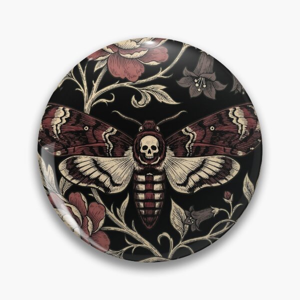 Item preview, Vintage Death Head Moth with Botanical Peonies designed and sold by Lestari Studio.