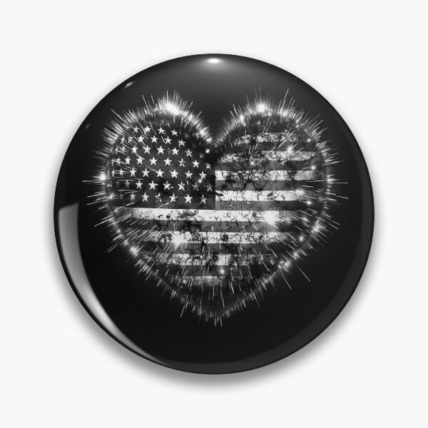 Item preview, Black and White American Flag Heart designed and sold by inkoutninja.