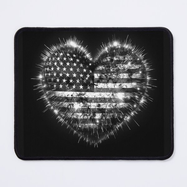 Item preview, Black and White American Flag Heart designed and sold by inkoutninja.