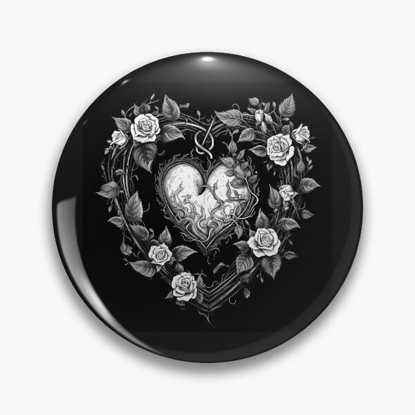 Item preview, Black and White Gothic Rose Heart designed and sold by inkoutninja.