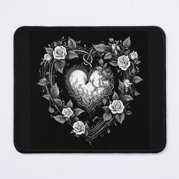 Item preview, Black and White Gothic Rose Heart designed and sold by inkoutninja.