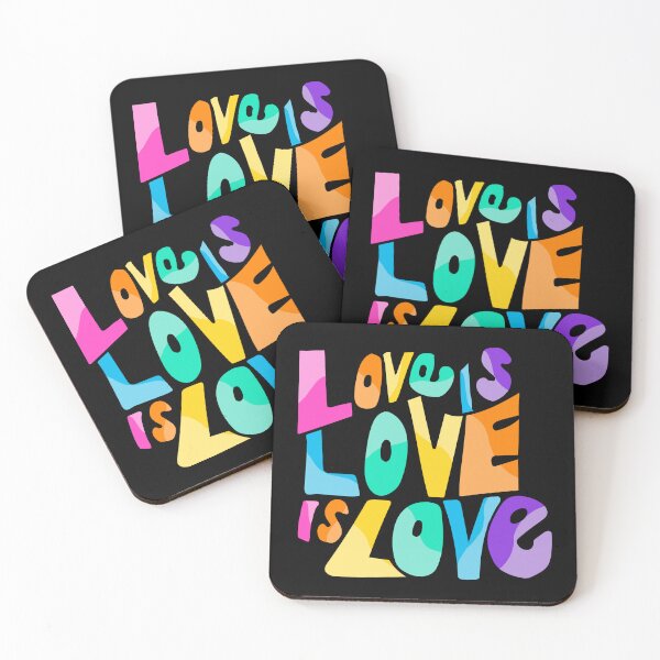 Item preview, Love Is Love Is Love rainbow retro bold block hand-lettered pride typography designed and sold by wordznart.