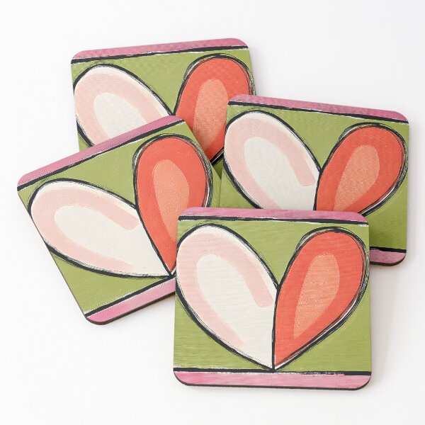 Item preview, Dual Hearts Harmony - Pink and Red Love Symbols on Green Background with Vibrant Framed Composition designed and sold by OlfactoART Studio.