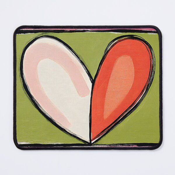 Item preview, Dual Hearts Harmony - Pink and Red Love Symbols on Green Background with Vibrant Framed Composition designed and sold by OlfactoART Studio.