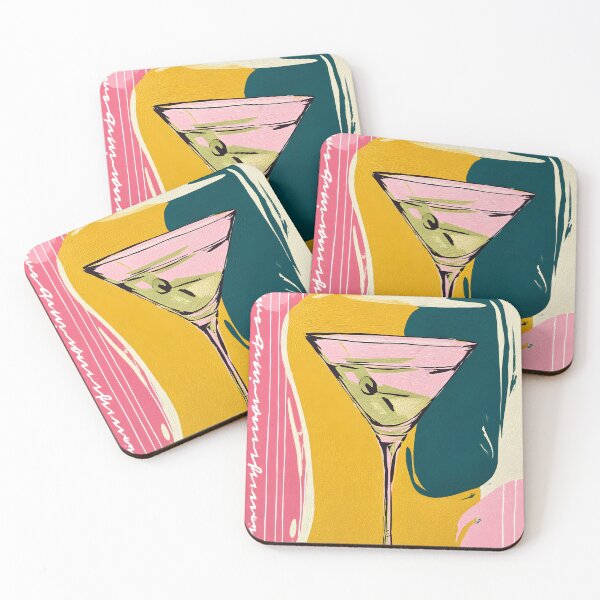 Item preview, Pop Art Martini Moment - Bold Cocktail Glass with Olive in Vibrant Abstract Color Field designed and sold by OlfactoART Studio.
