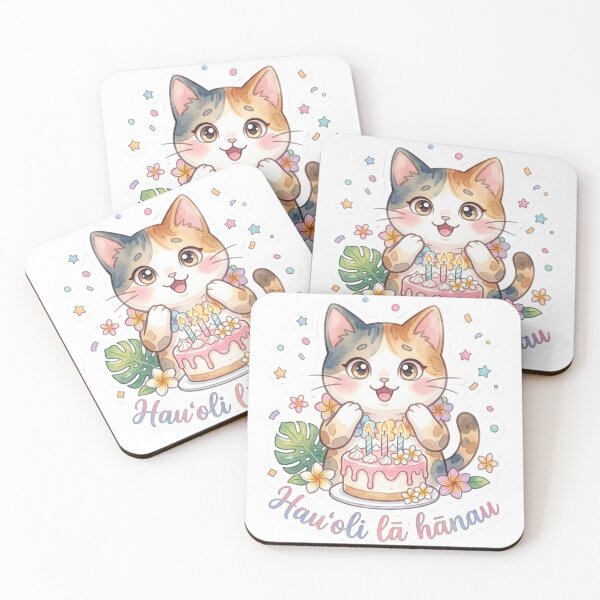 Item preview, Hawaiian Birthday Cat – Hauʻoli Lā Hānau Cute Calico Cat Lani Design designed and sold by LaniDigitalNook.