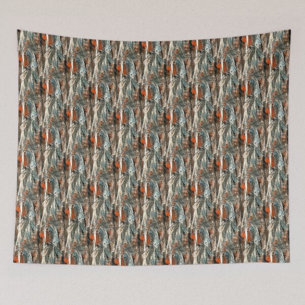 Item preview, Painterly Forest Abstract Pattern in Orange and Teal designed and sold by Artistestella.