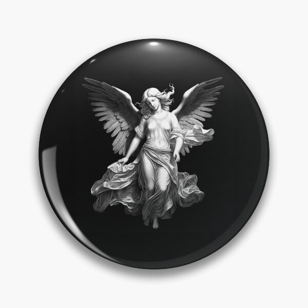 Aperçu de l'œuvre Ange gothique noir et blanc aux ailes sombres créée et vendue par inkoutninja.