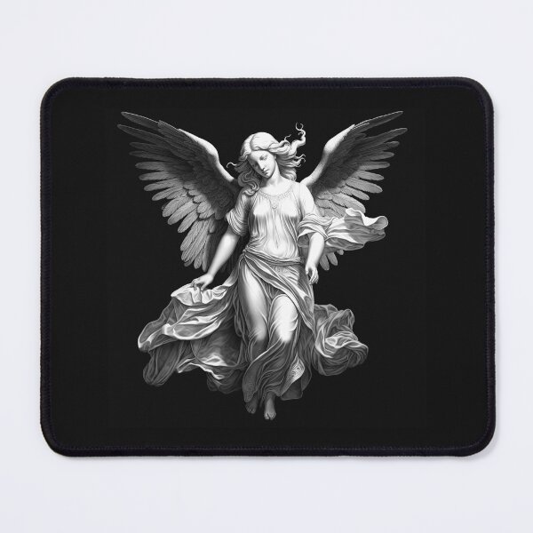 Item preview, Black and White Gothic Angel with Dark Wings designed and sold by inkoutninja.