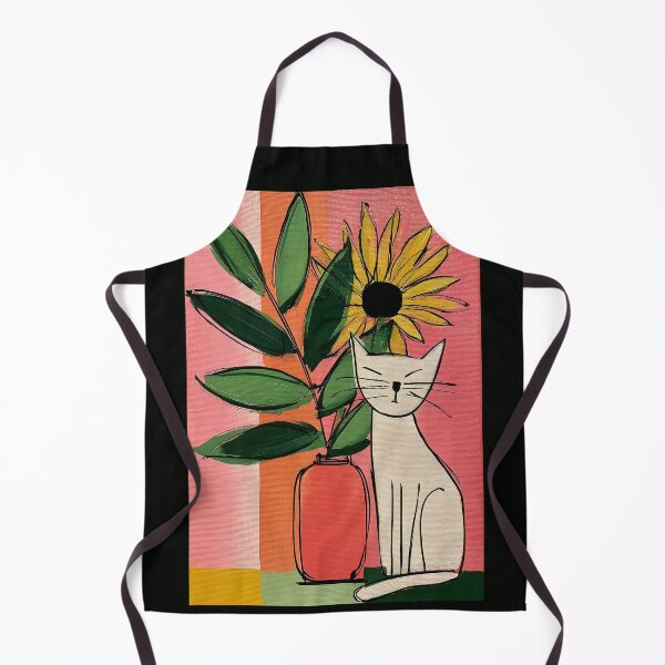 Item preview, Quiet Bloom Companion - Cat Beside Pink Vase with Sunflower in Soft Warm Atmospheric Setting designed and sold by OlfactoART Studio.