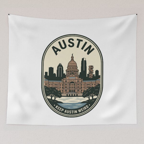 Item preview, Austin Texas State Capitol Retro Skyline Emblem designed and sold by k3rstman1.