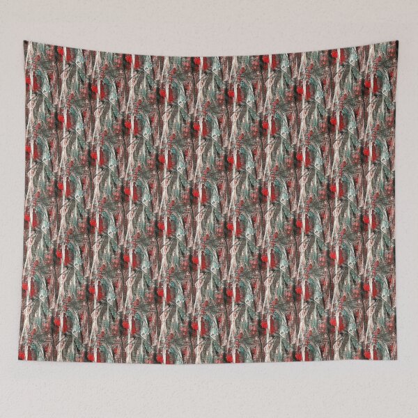 Item preview, Painterly Forest Abstract Pattern in Red and Green designed and sold by Artistestella.