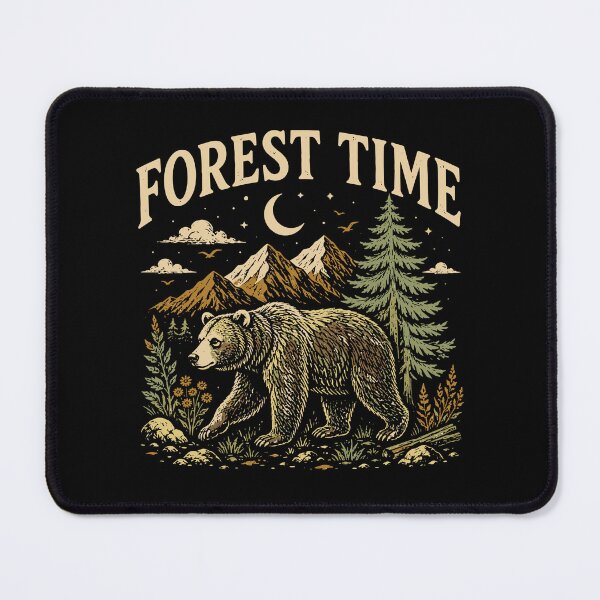 Item preview, Forest Time Vintage Grizzly Bear Outdoor Nature Graphic designed and sold by American Spirit.