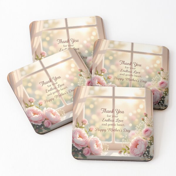 Item preview, Soft Floral Mother’s Day Window Card  Elegant Pink Peony Thank You Design designed and sold by DreamyWallVibes.