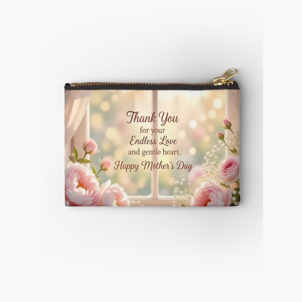 Item preview, Soft Floral Mother’s Day Window Card Elegant Pink Peony Thank You Design designed and sold by DreamyWallVibes.