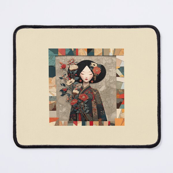 Item preview, Oriental Woman Portrait in Floral Mosaic Style designed and sold by colorful-white.