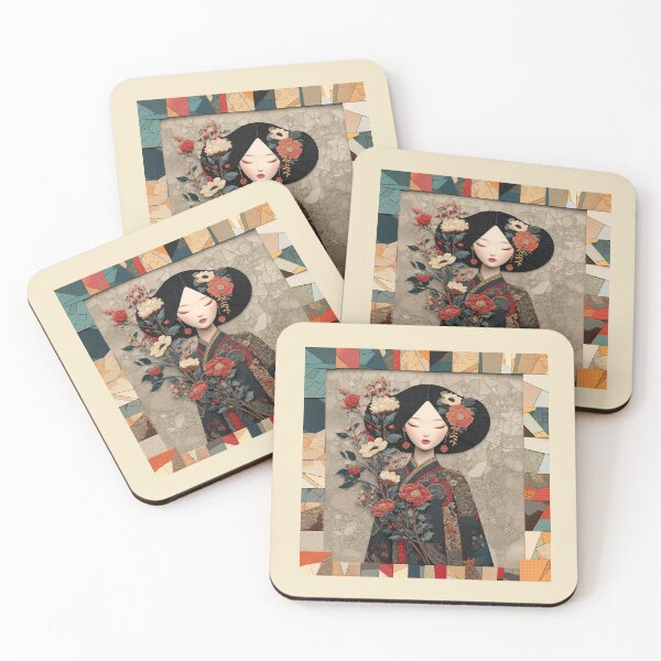 Item preview, Oriental Woman Portrait in Floral Mosaic Style designed and sold by colorful-white.