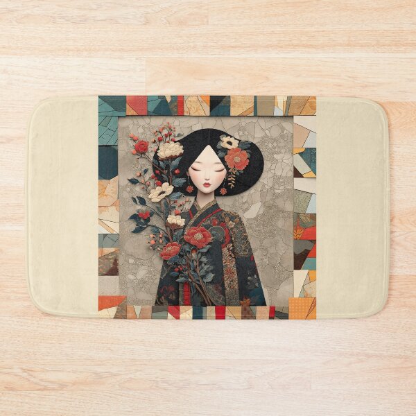 Item preview, Oriental Woman Portrait in Floral Mosaic Style designed and sold by colorful-white.