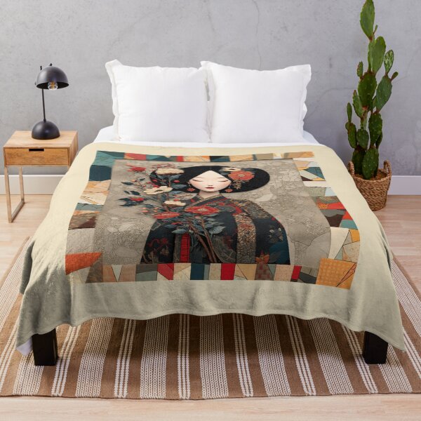 Item preview, Oriental Woman Portrait in Floral Mosaic Style designed and sold by colorful-white.