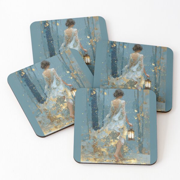 Item preview, Mystical Woman with Lantern in Golden Forest designed and sold by colorful-white.